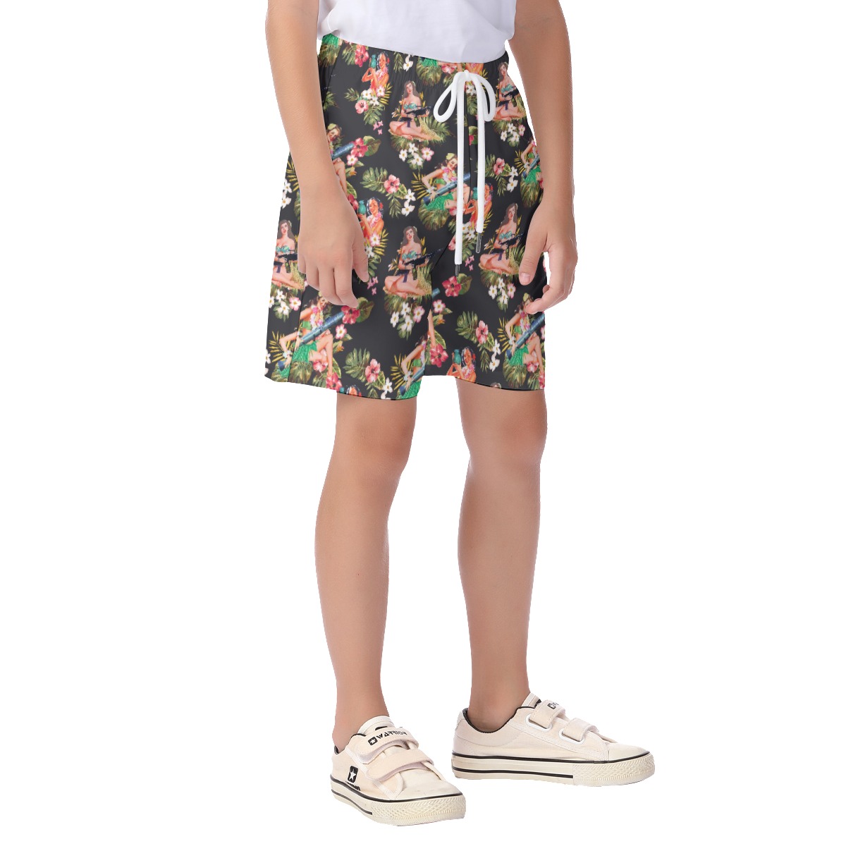 Tactical Hula Girls Hawaiian Beach Shorts For Kids