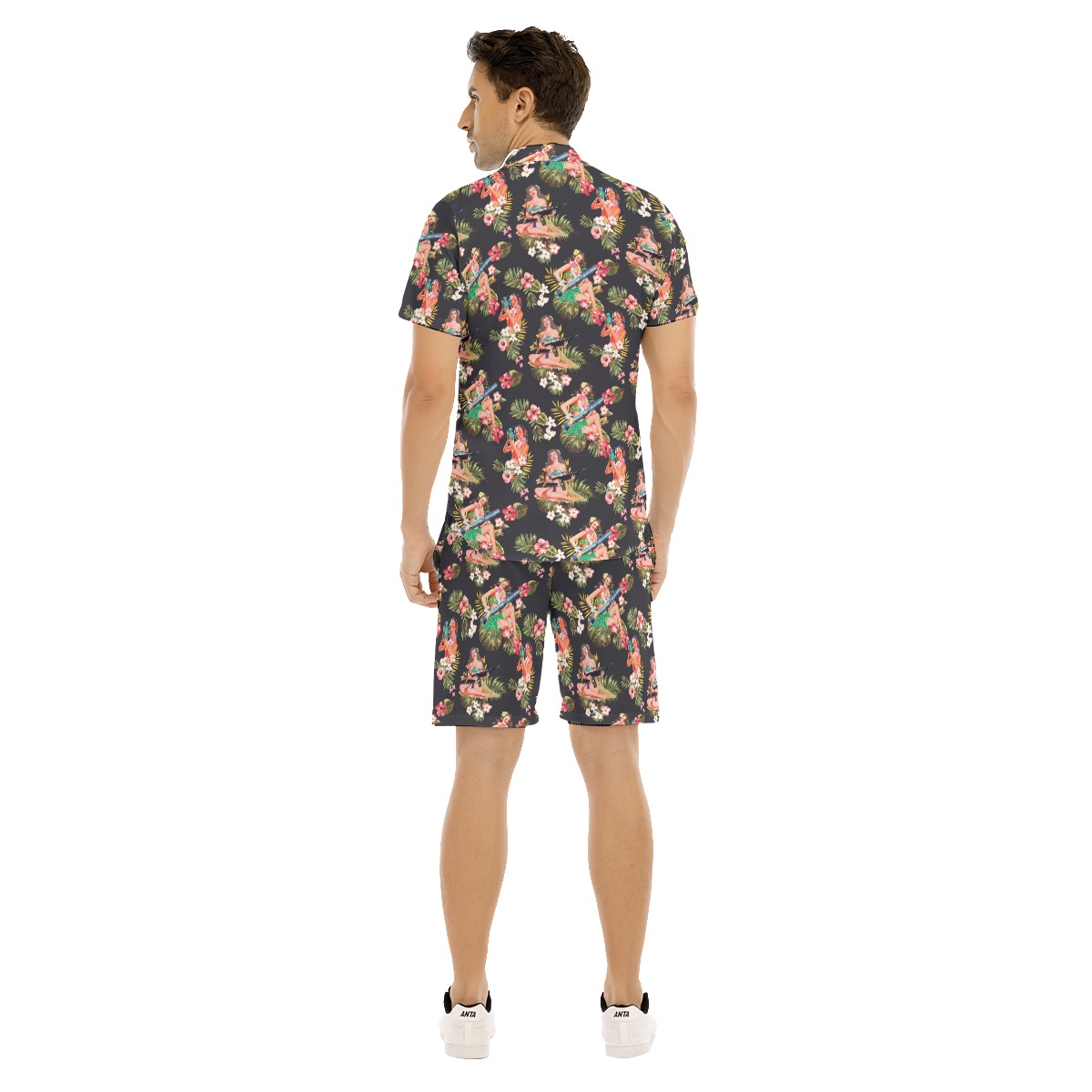 Men's Tactical Hula Girls Hawaiian Shirt And Shorts