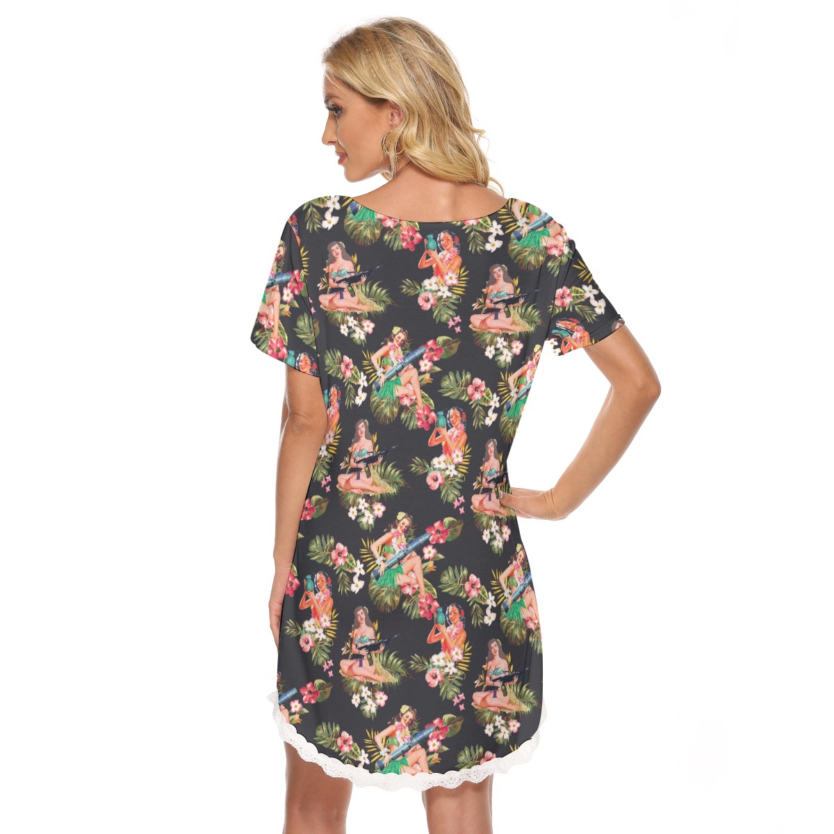 Tactical Hula Girls Hawaiian Dress With Lace