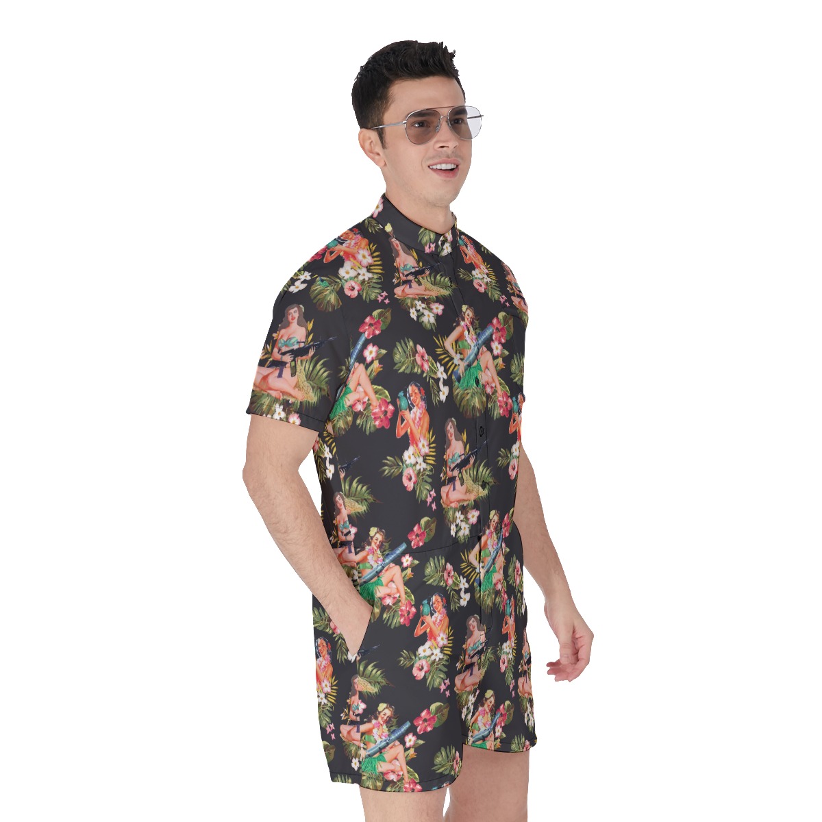 Tactical Hula Girls Hawaiian Romper For Men