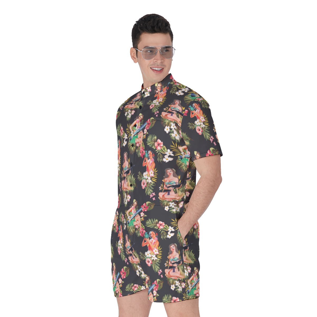 Tactical Hula Girls Hawaiian Romper For Men