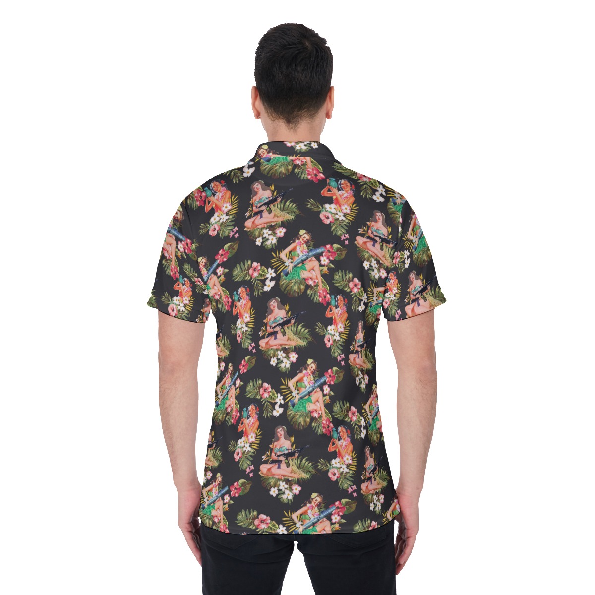 Tactical Hula Girl Hawaiian Polo Shirt For Men