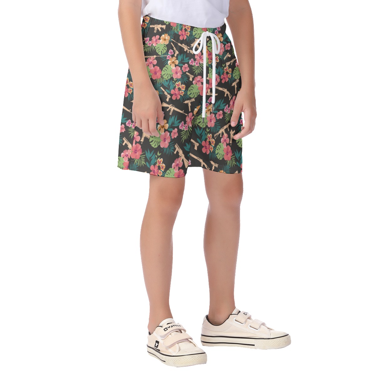 Cool Military Gun Hawaiian Beach Shorts For Kids