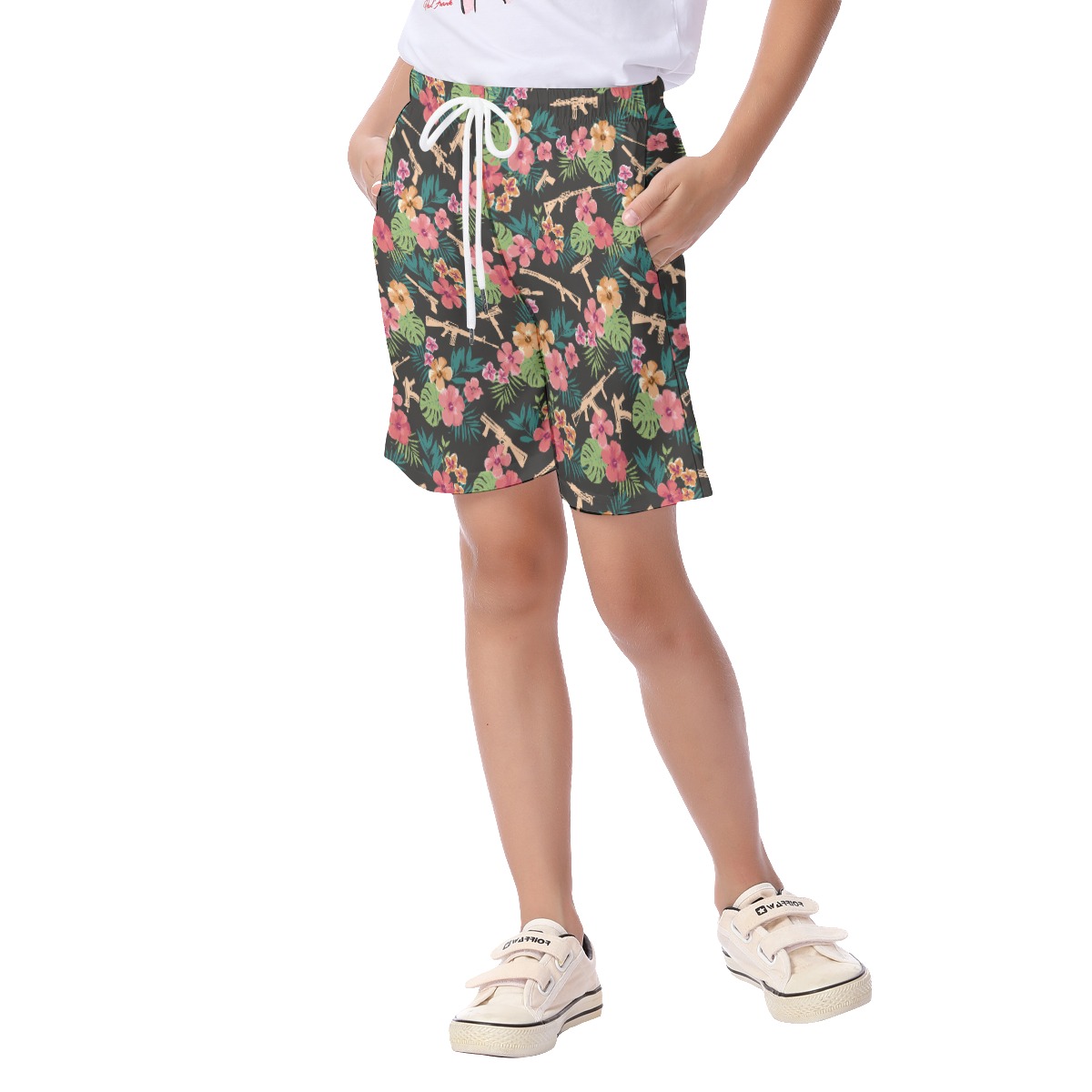 Cool Military Gun Hawaiian Beach Shorts For Kids