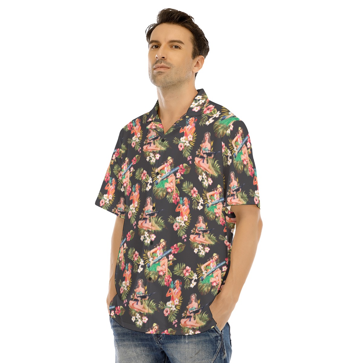 Men's Tactical Hula Girls Hawaiian Shirt