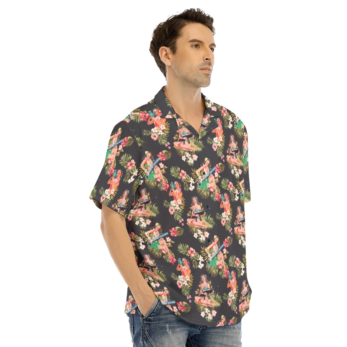 Men's Tactical Hula Girls Hawaiian Shirt