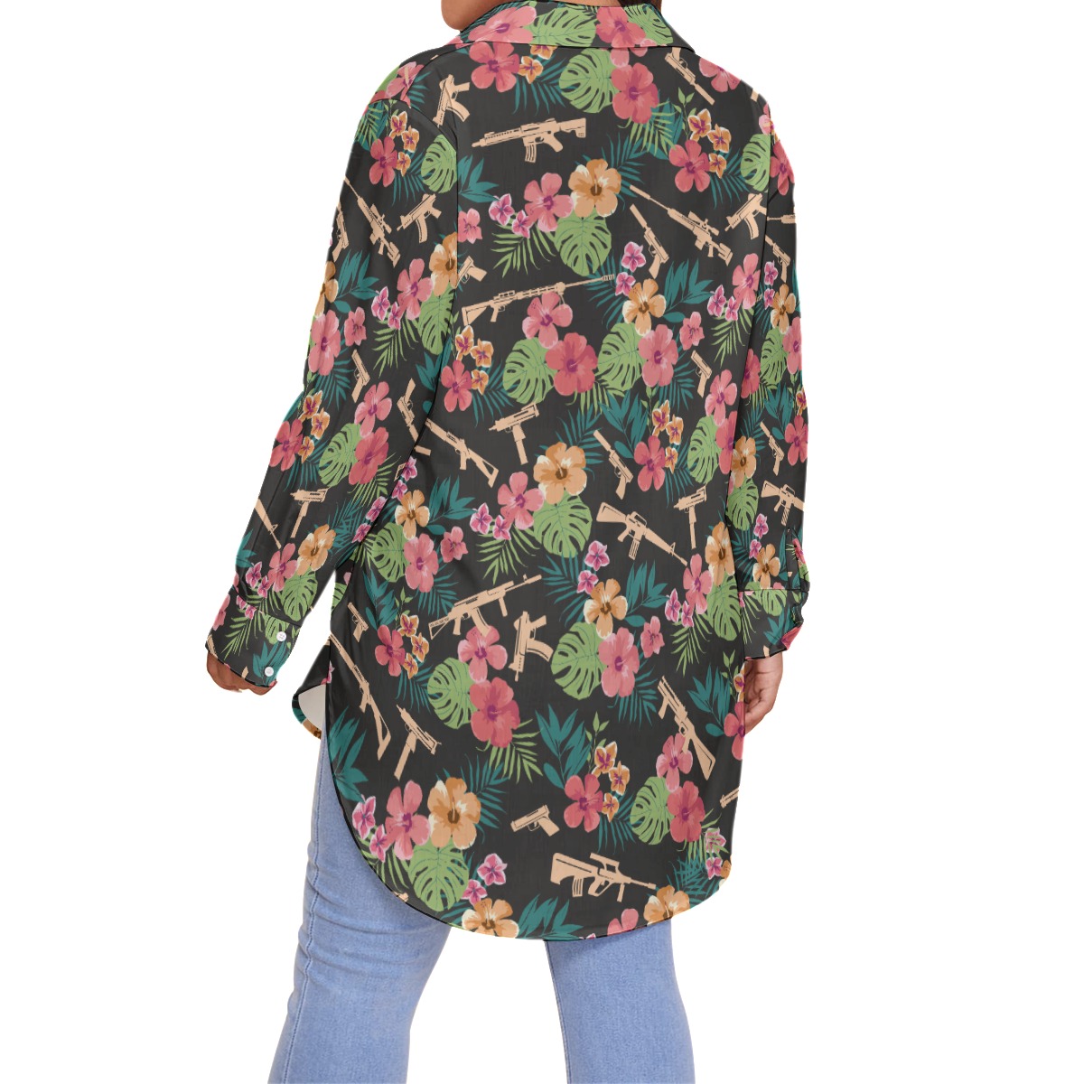 Women's Military Gun Oversized Hawaiian Shirt