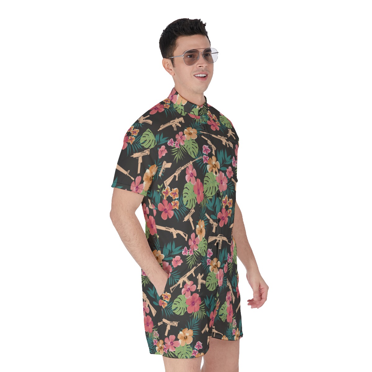 Tactical Floral Hawaiian Romper For Men