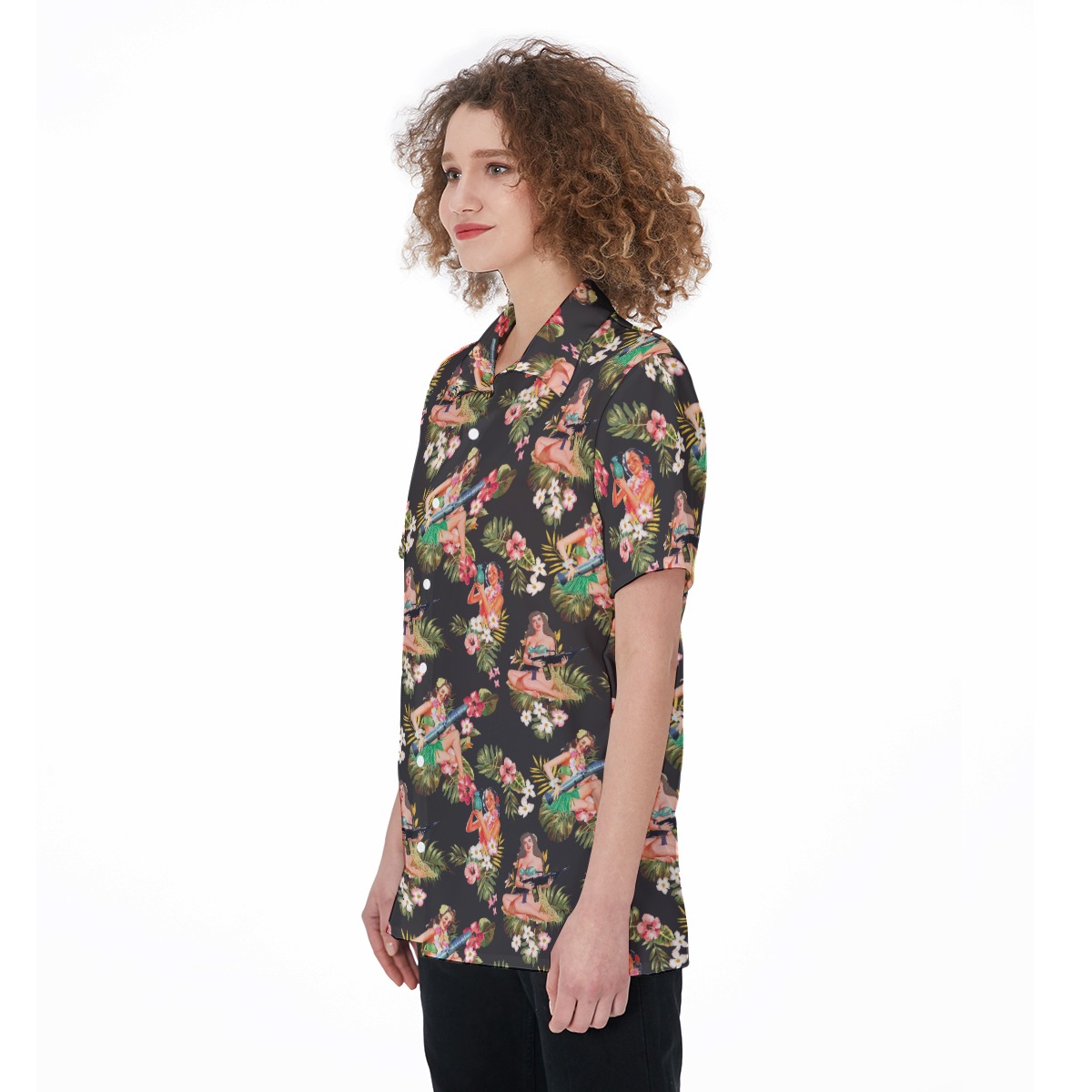 Women's Tropical Military Hula Girls Hawaiian Shirt