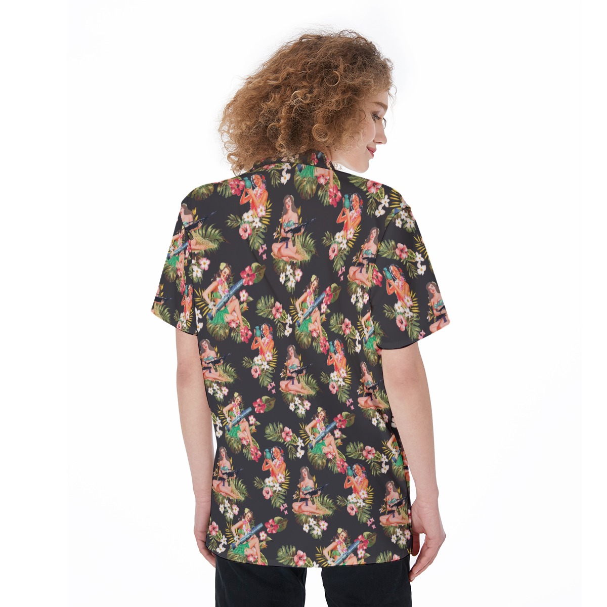 Women's Tropical Military Hula Girls Hawaiian Shirt