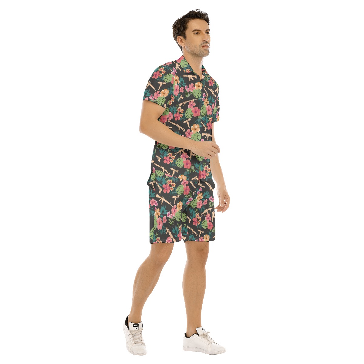 Men's Cool Gun Hawaiian Shirt And Shorts