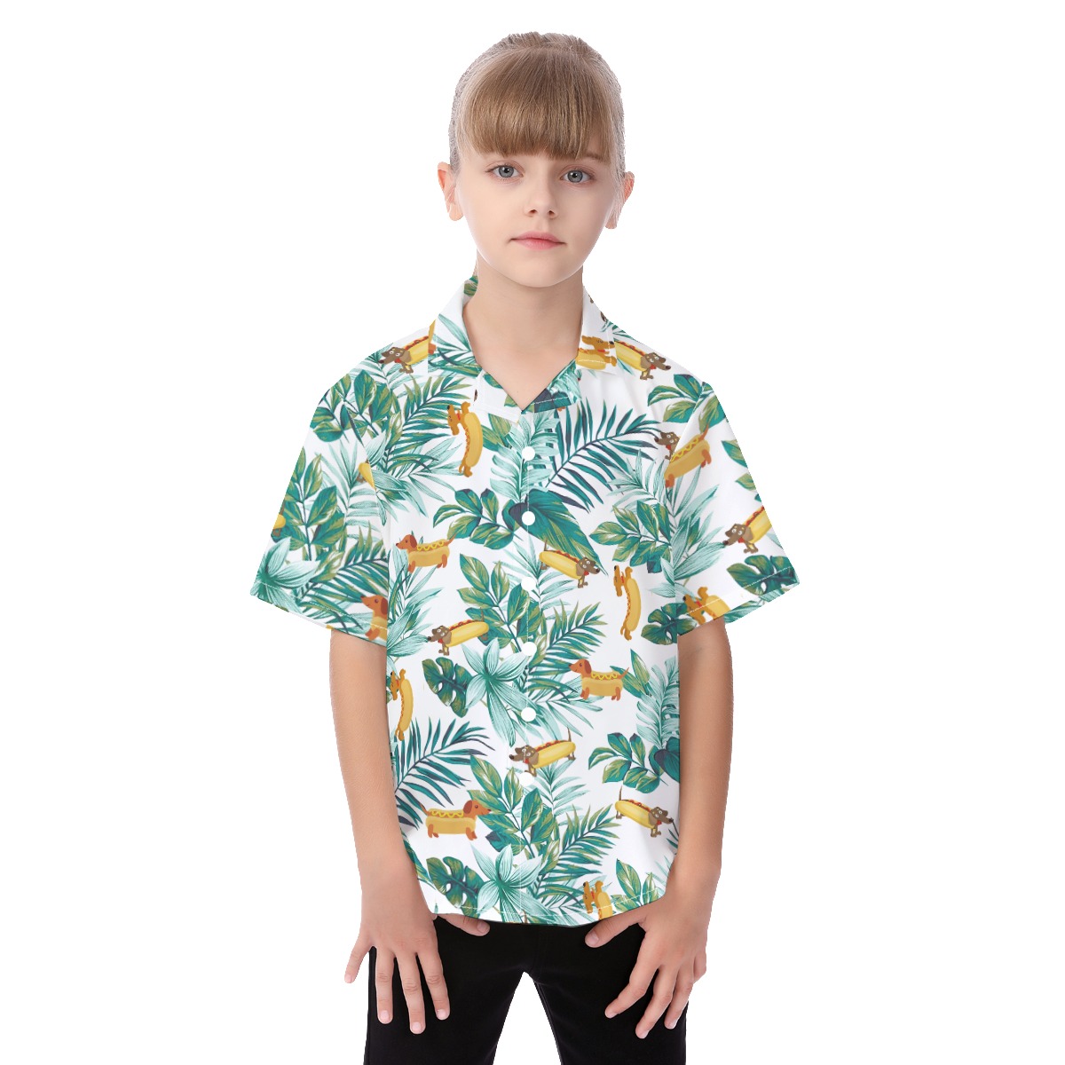 Cute Dachshund Tropical Hawaiian Shirt For Kids - variant image 1