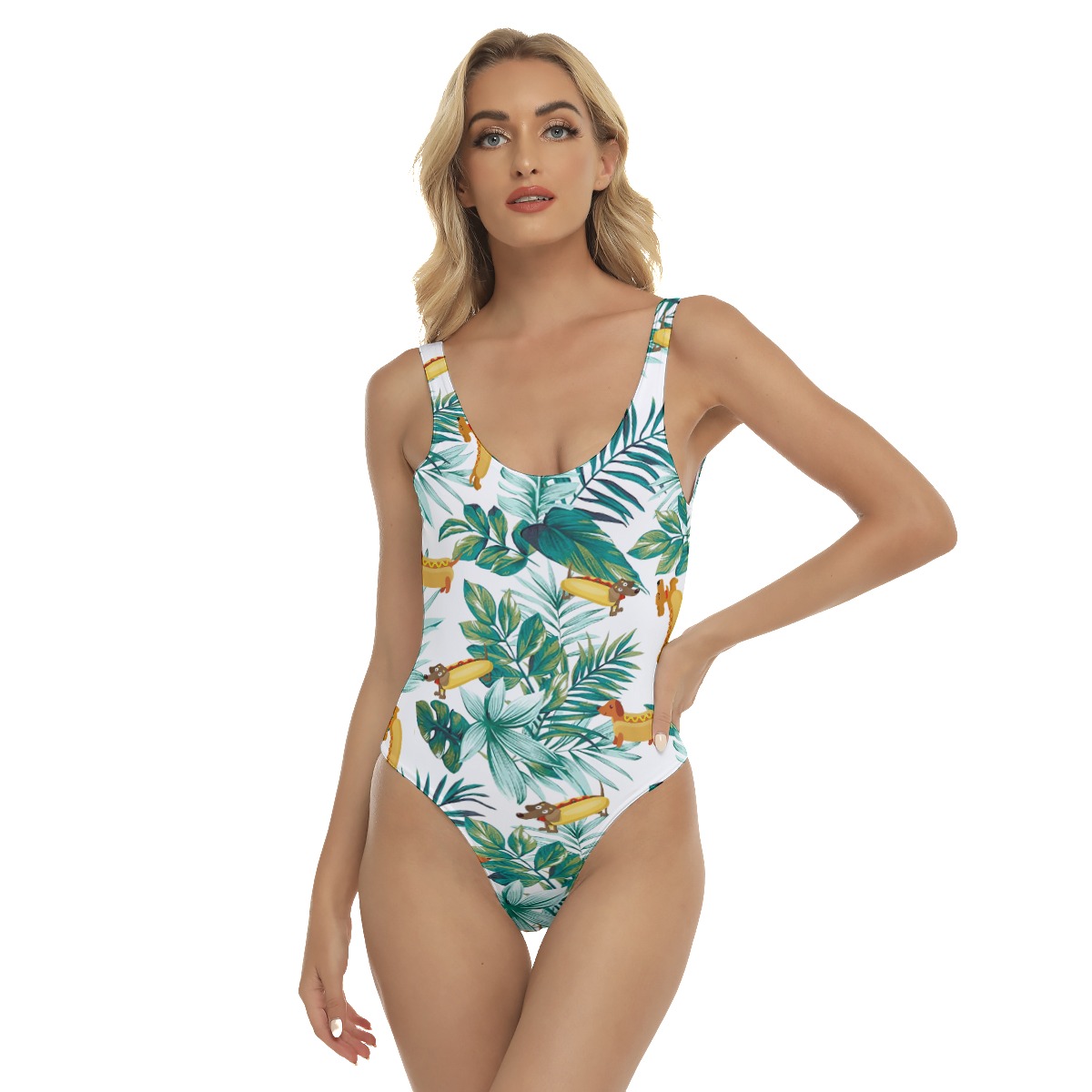 Funny Dachshund Hot Dog Hawaiian Swimsuit For Summer - variant image 1