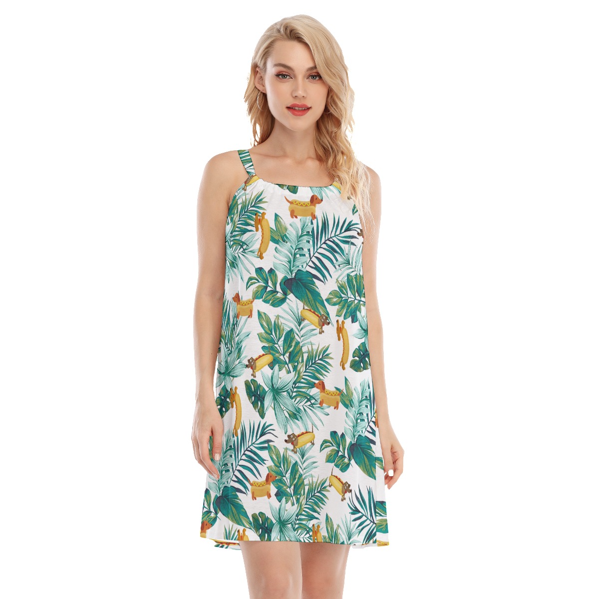 Funny Hot Dog Dogs Hawaiian Cami Dress For Women - variant image 1