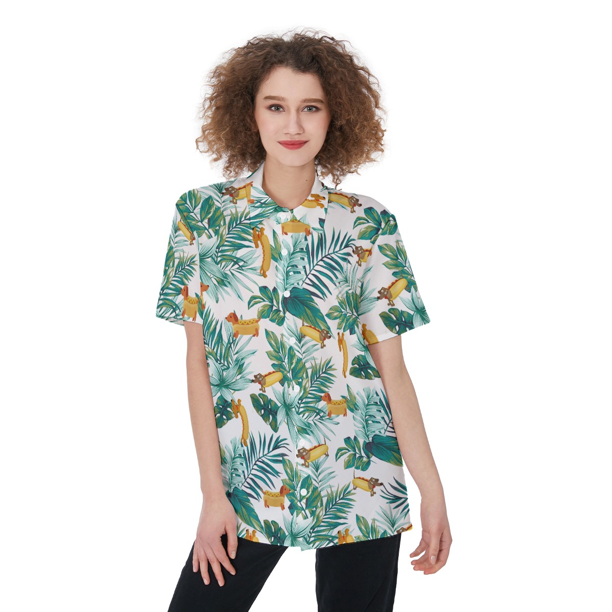 Funny Dachshund Women's Hawaiian Shirt - variant image 1