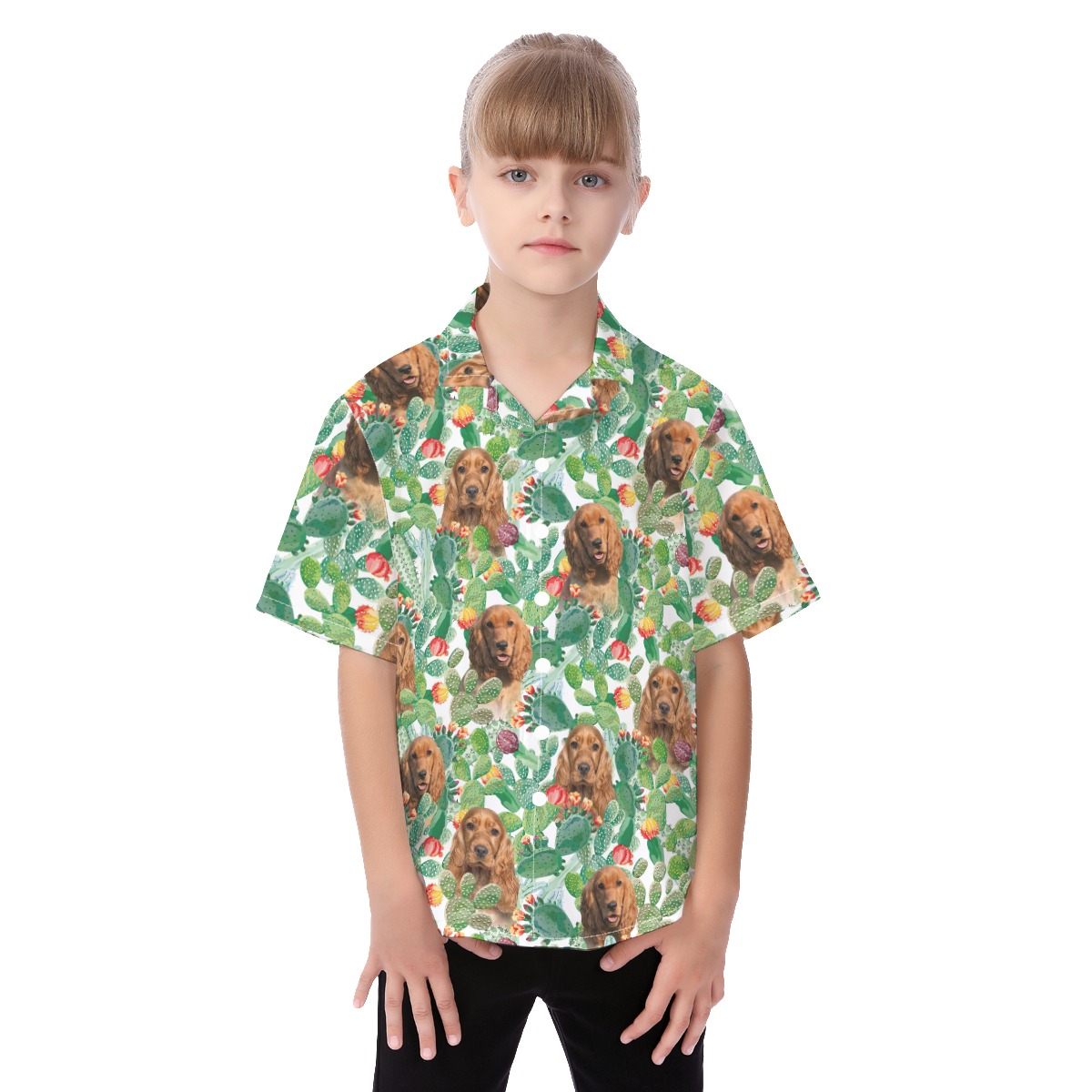 Cute Custom Dog Face Aloha Shirt For Kids - variant image 1