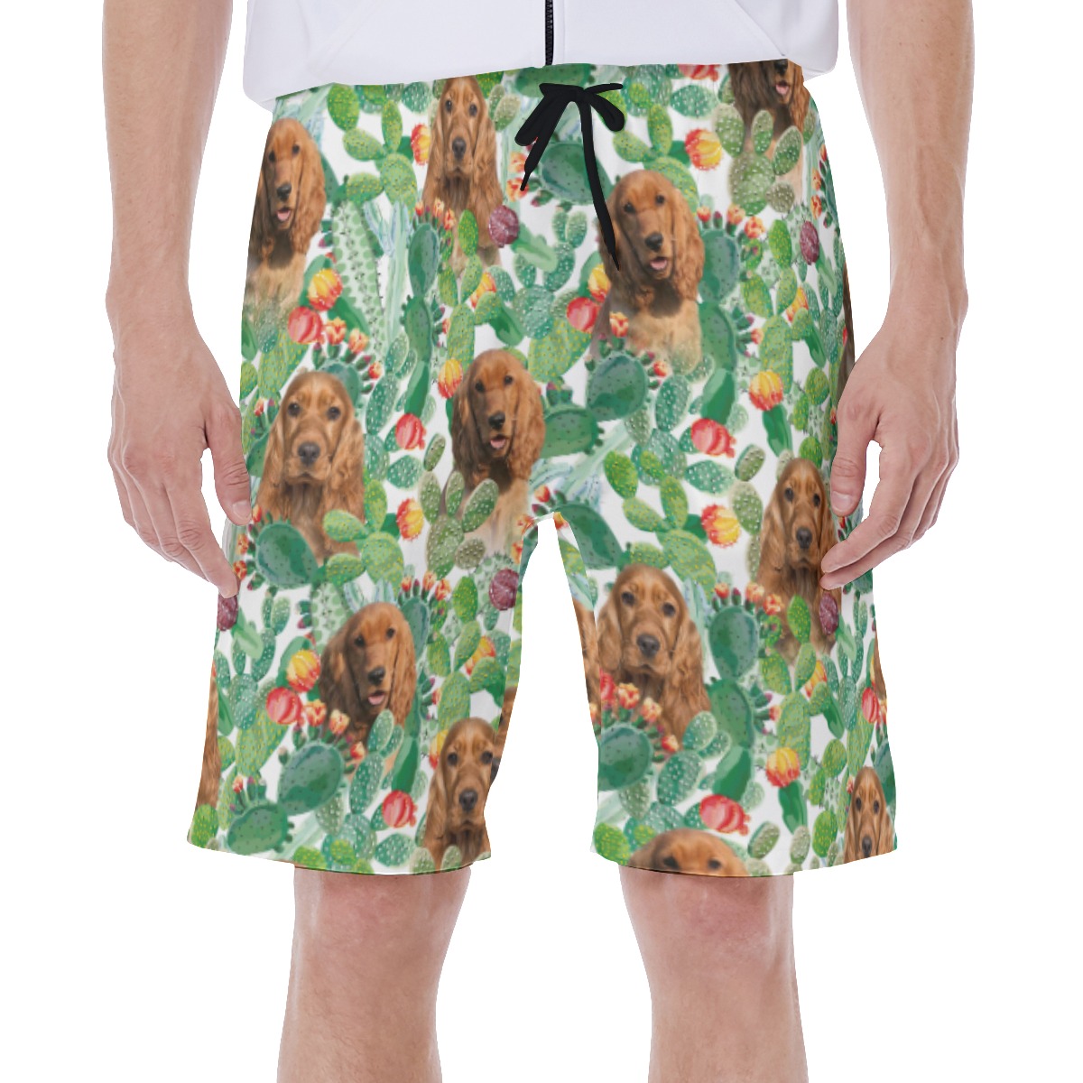 Unique Custom Dog Face Tropical Summer Swim Trunks For Men - variant image 1