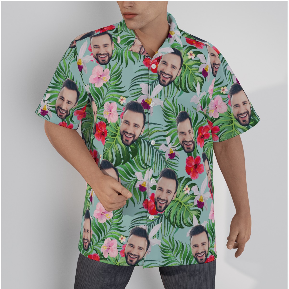 Flower Hawaiian Shirt With Custom Face - variant image 1