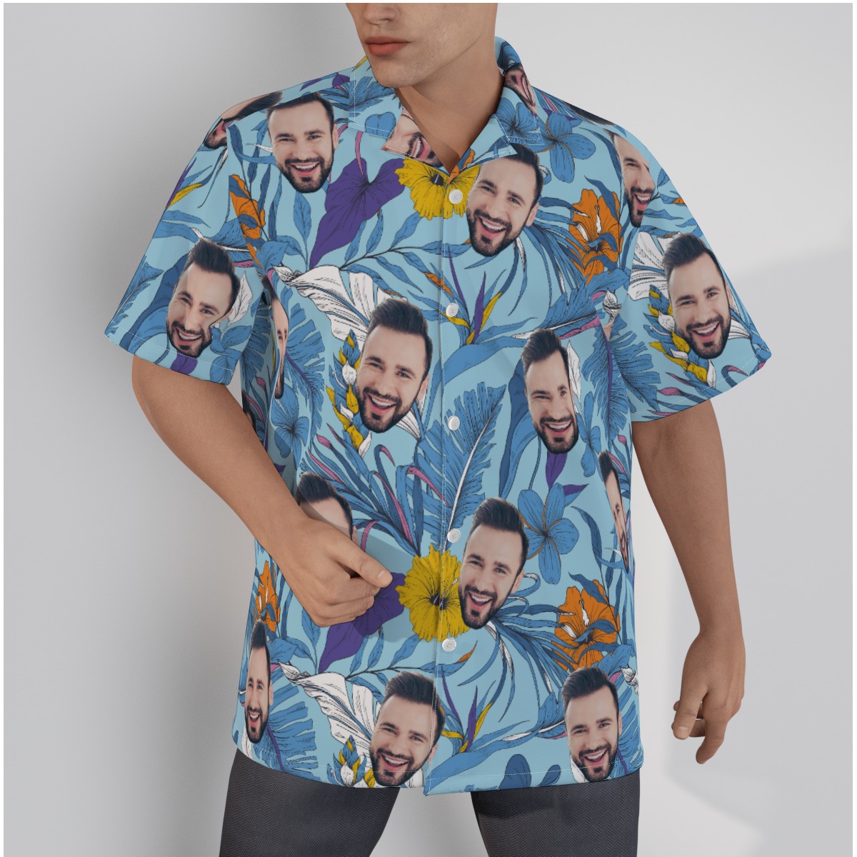 Tropical Button Up Shirt With Custom Face - variant image 1