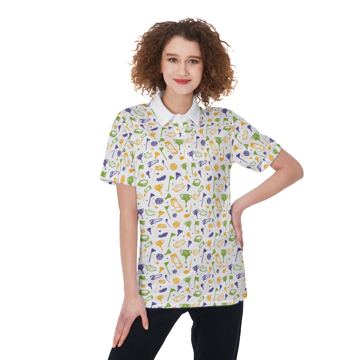 Cute Golf Print Women's Polo Shirt - variant image 1