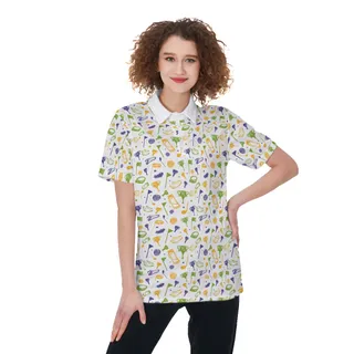 Cute Golf Print Women's Polo Shirt