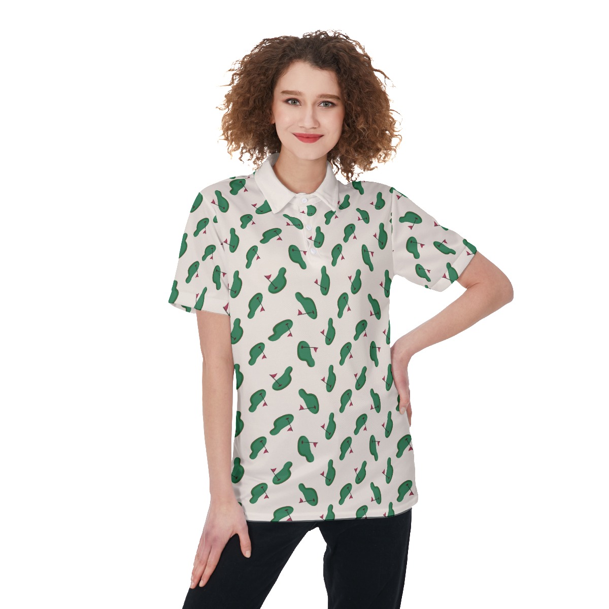 Women's Golf Shirt With Courses Print - variant image 1