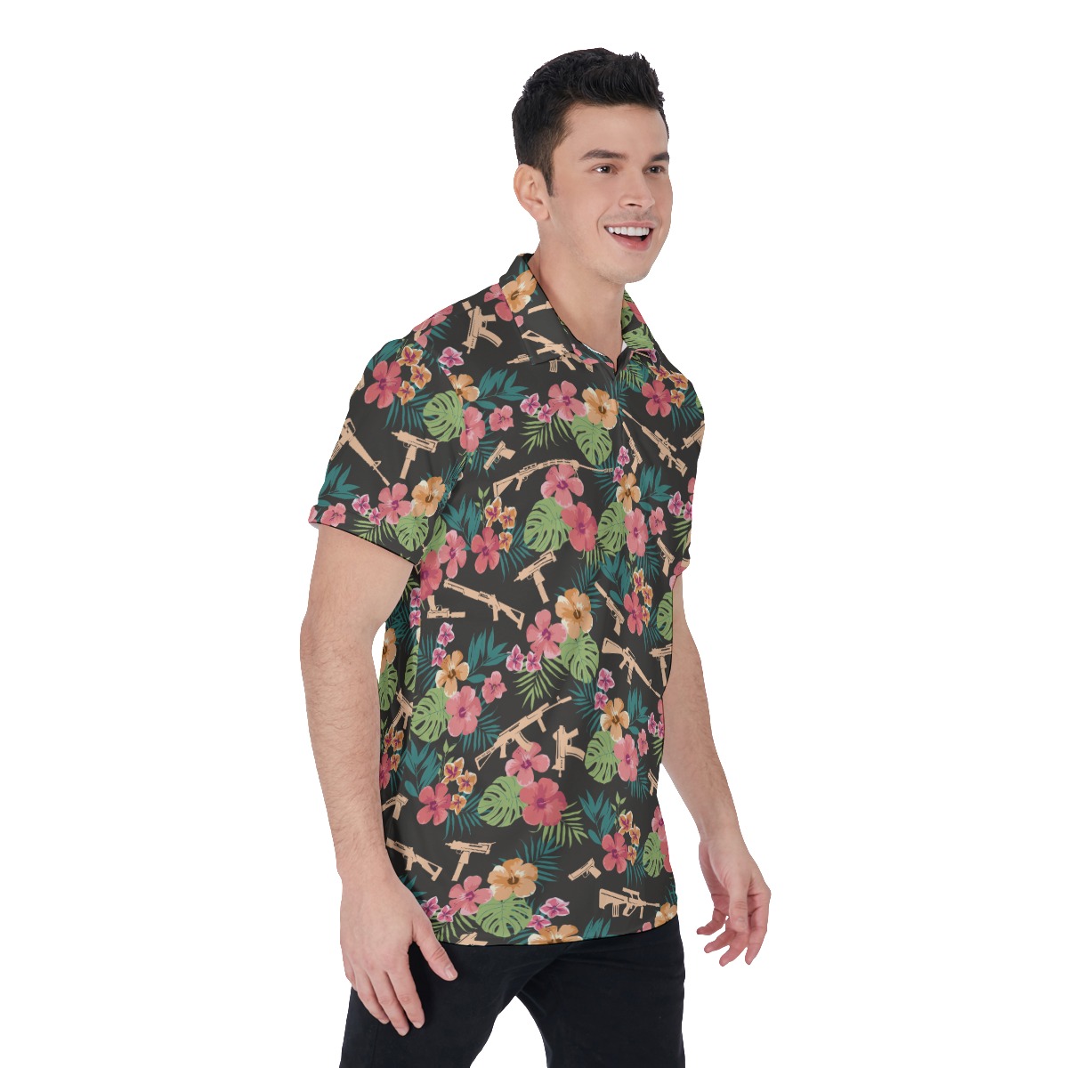 Tropical Gun Hawaiian Polo Shirt For Men