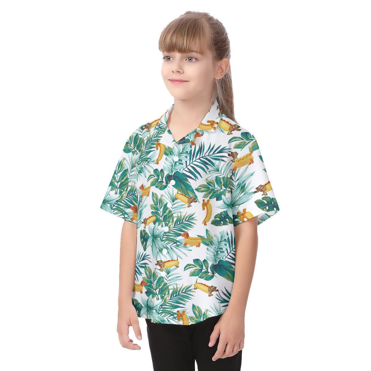 Cute Dachshund Tropical Hawaiian Shirt For Kids