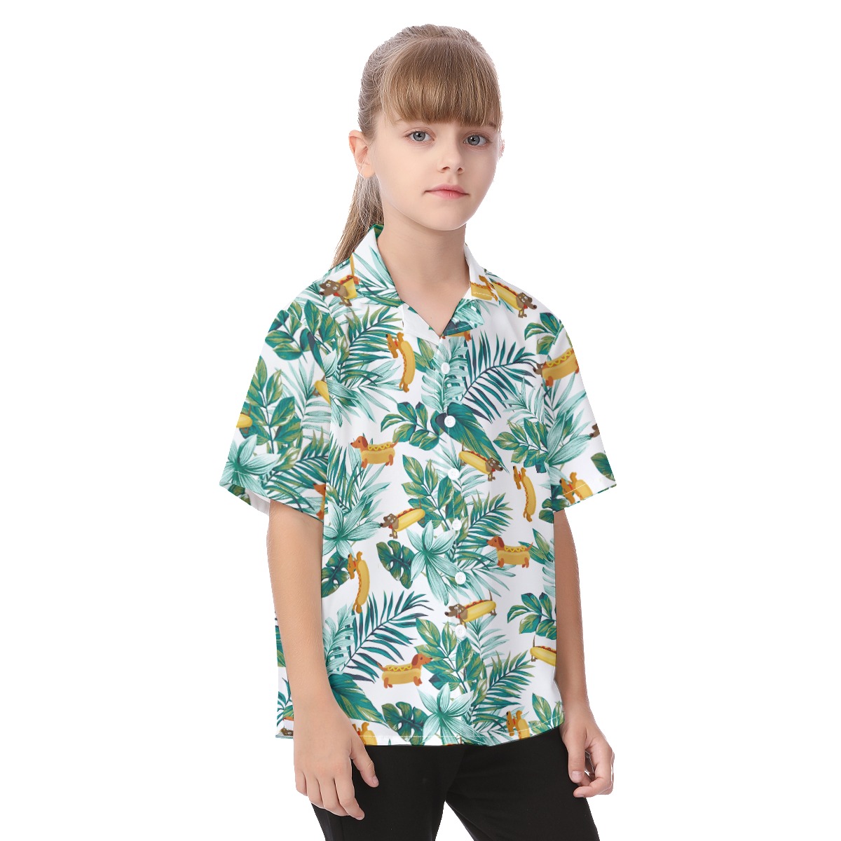 Cute Dachshund Tropical Hawaiian Shirt For Kids