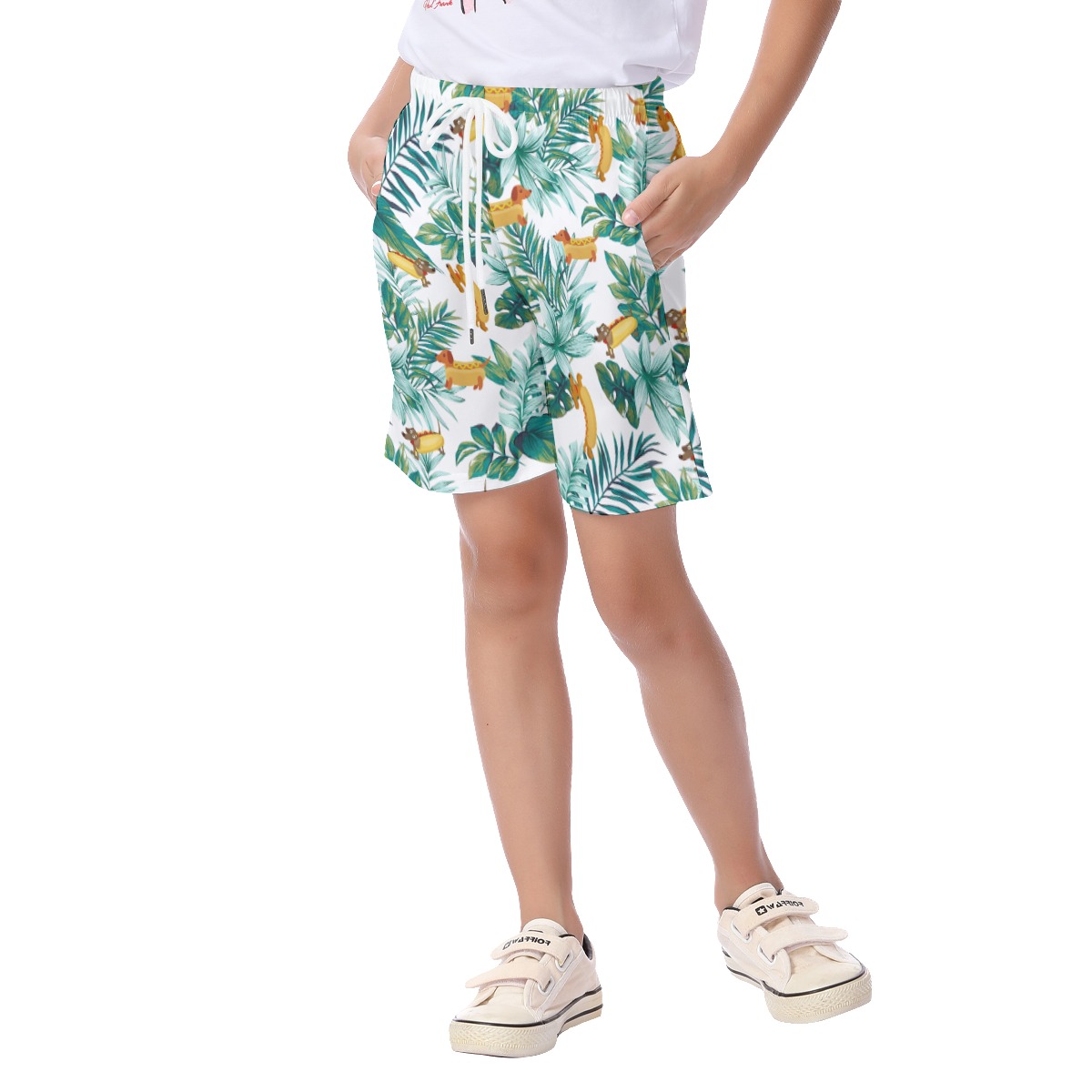 Cute Dachshund Hot Dog Summer Beach Shorts For Kids