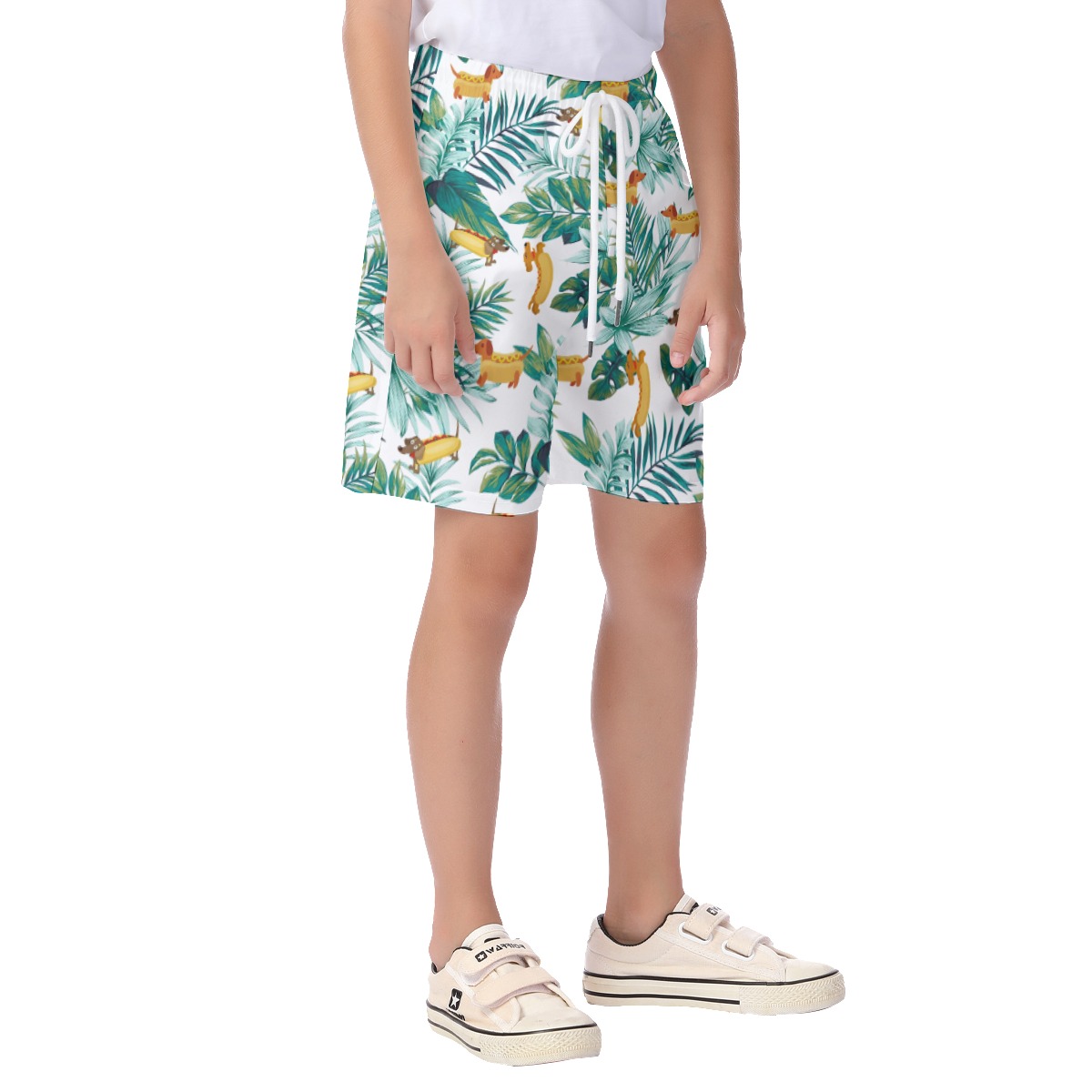 Cute Dachshund Hot Dog Summer Beach Shorts For Kids