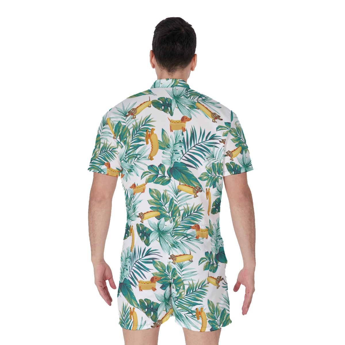 Cute Dachshund Hot Dog Men's Hawaiian Romper