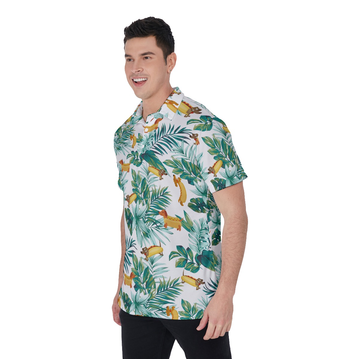 Funny Dachshund Hot Dog Hawaiian Polo Shirt