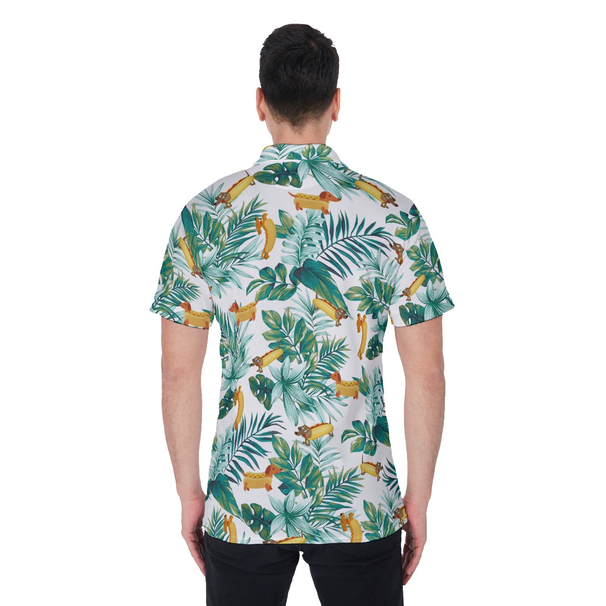 Funny Dachshund Hot Dog Hawaiian Polo Shirt