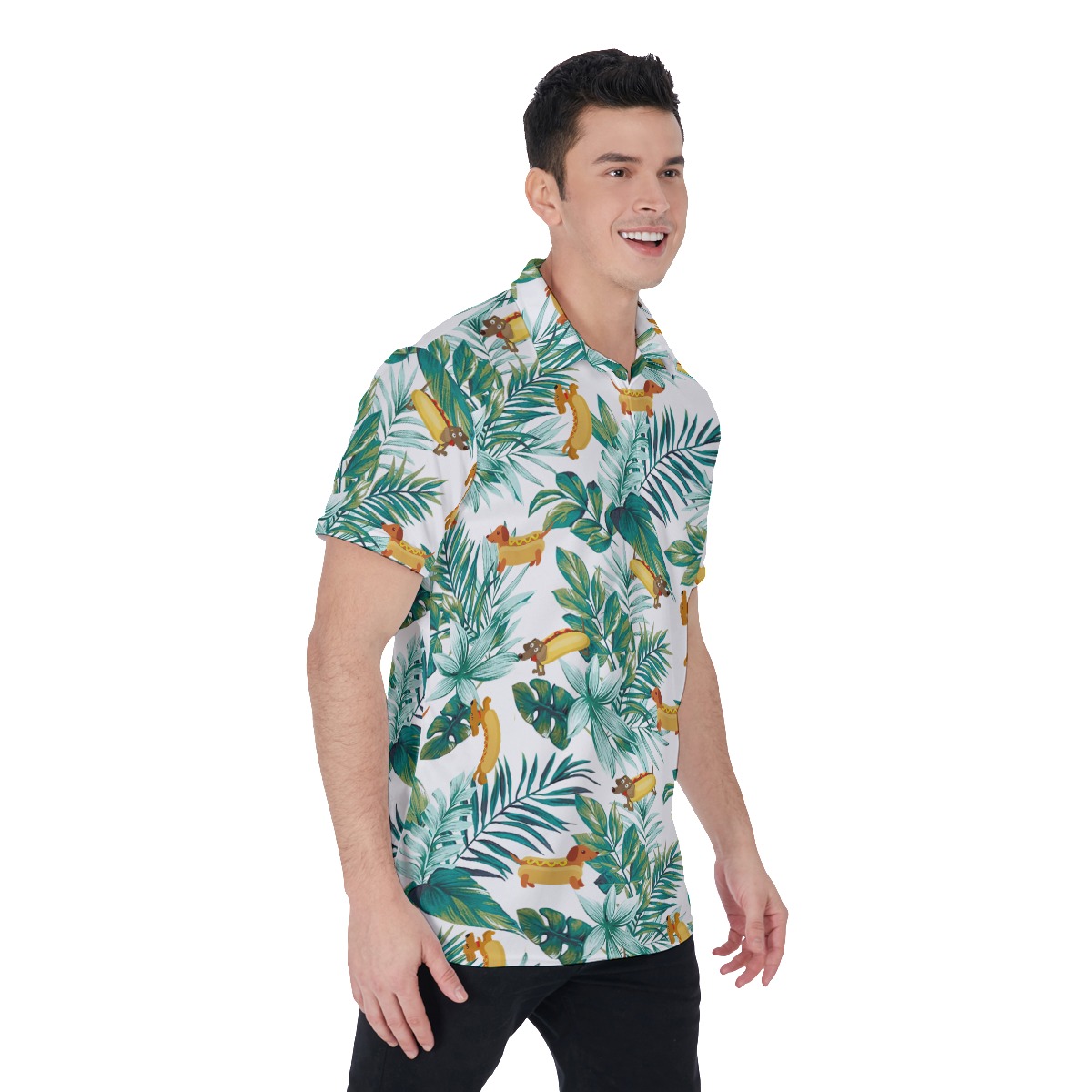 Funny Dachshund Hot Dog Hawaiian Polo Shirt