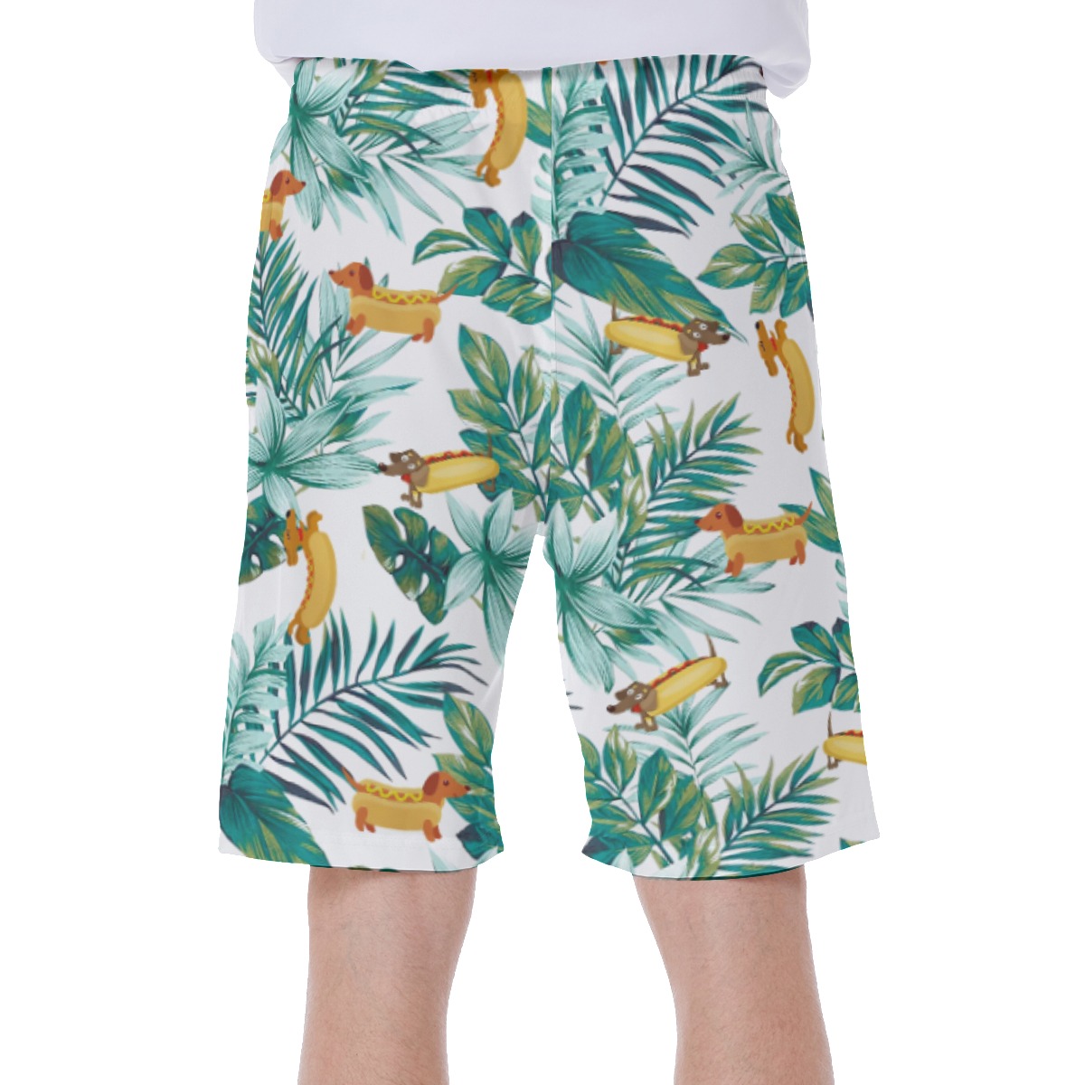 Funny Sausage Dog Hawaiian Swim Trunks For Men