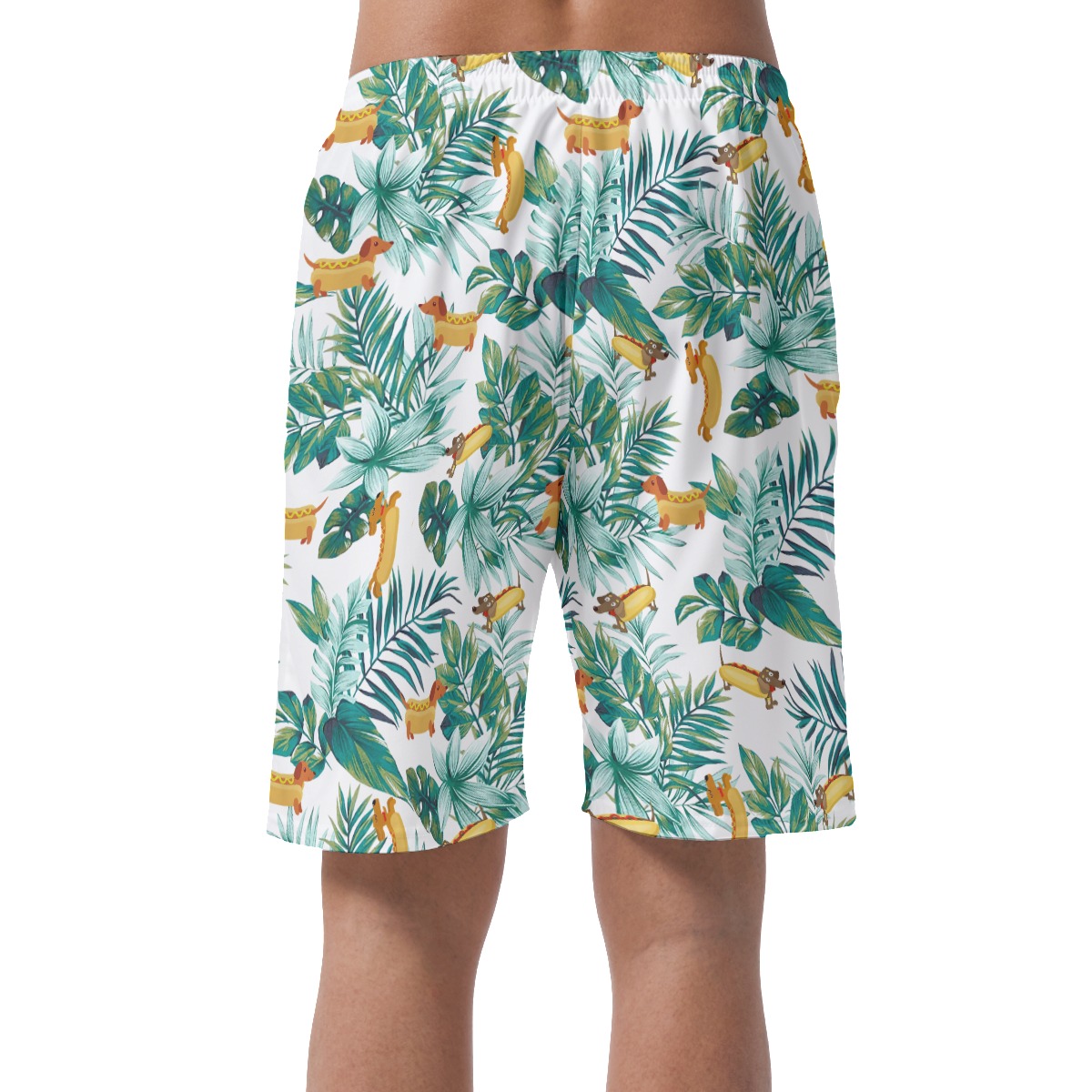 Funny Dachshund Hot Dog Hawaiian Summer Beach Shorts For Men