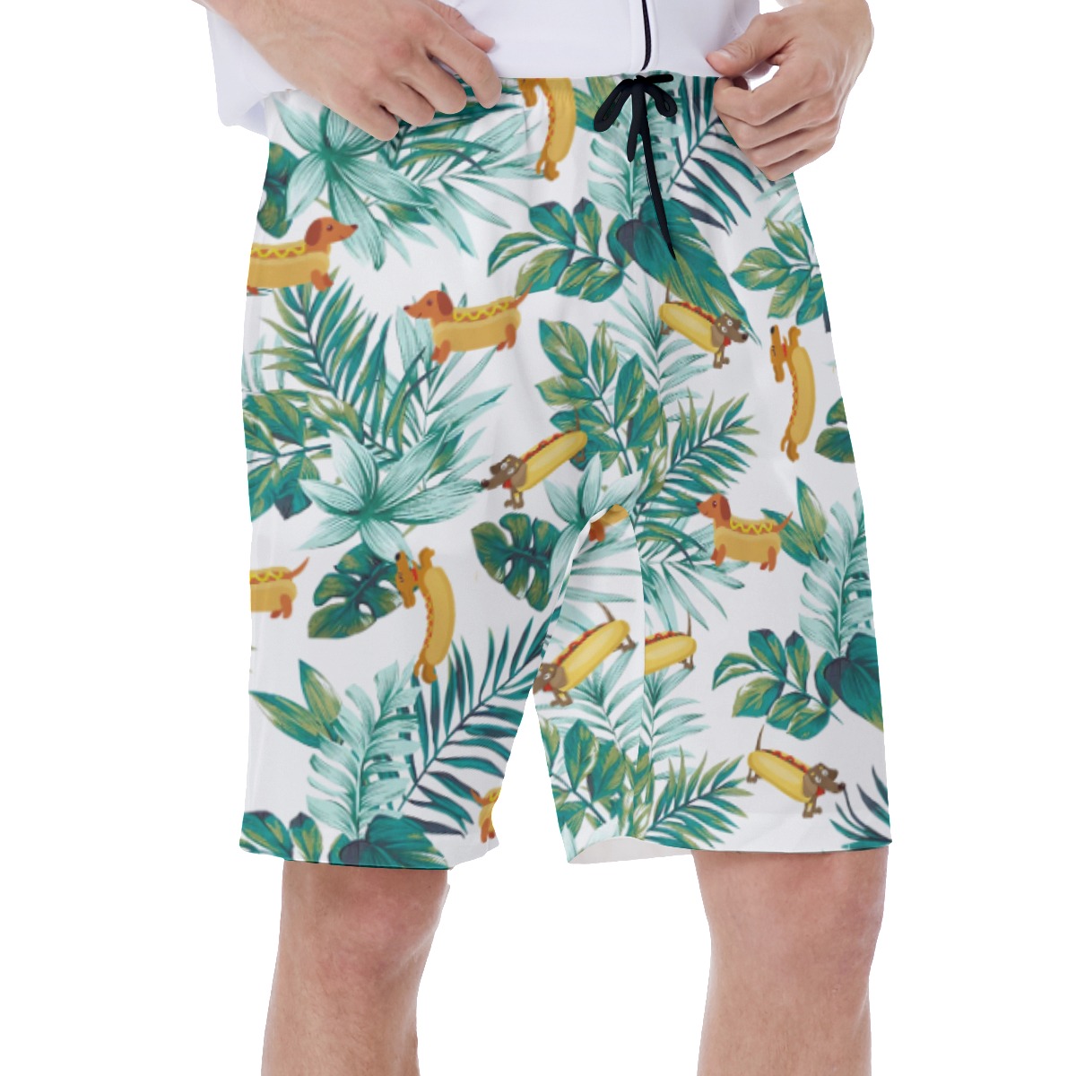Funny Sausage Dog Hawaiian Swim Trunks For Men