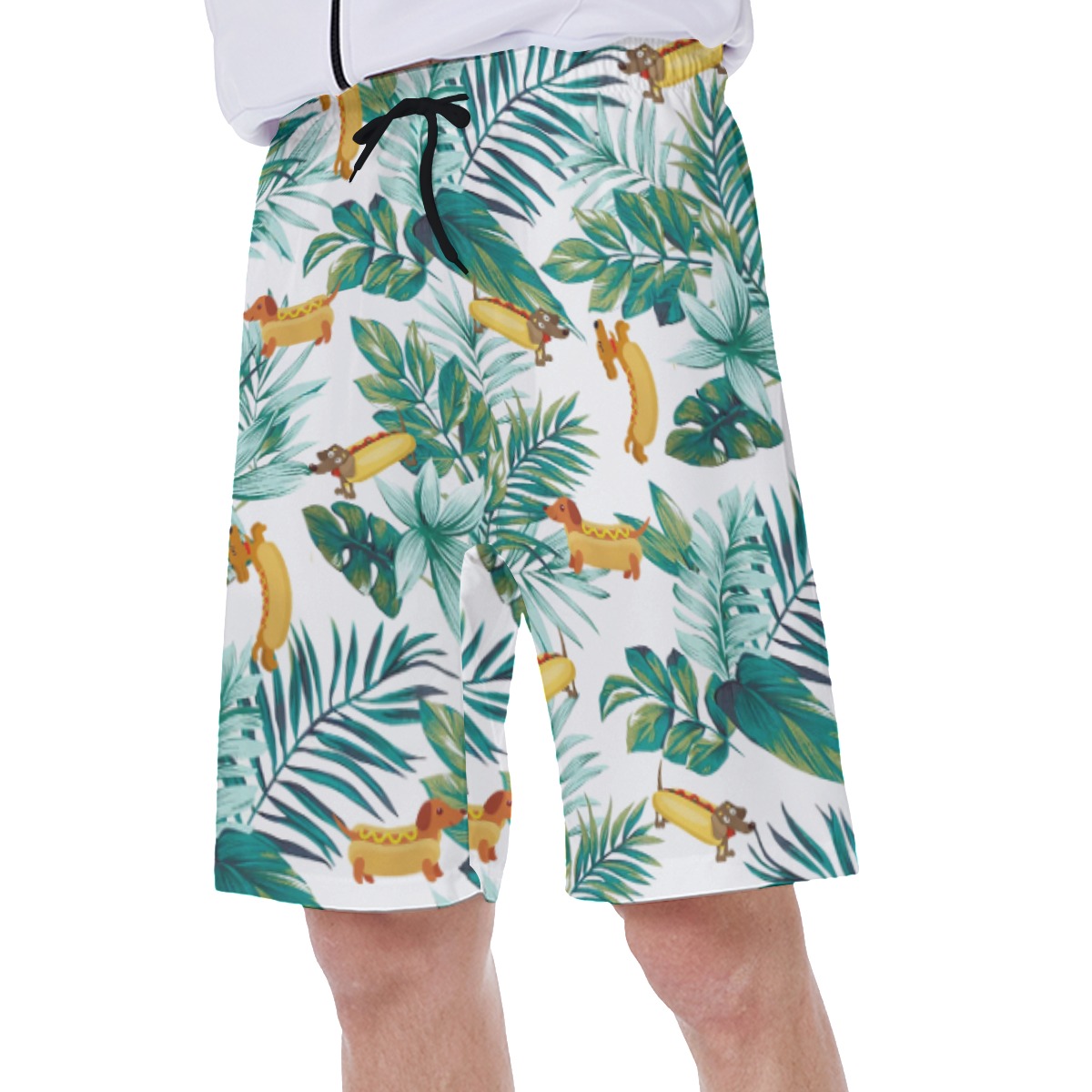 Funny Sausage Dog Hawaiian Swim Trunks For Men