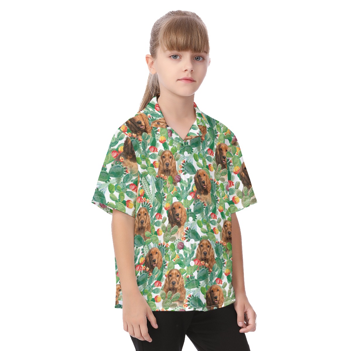Cute Custom Dog Face Aloha Shirt For Kids
