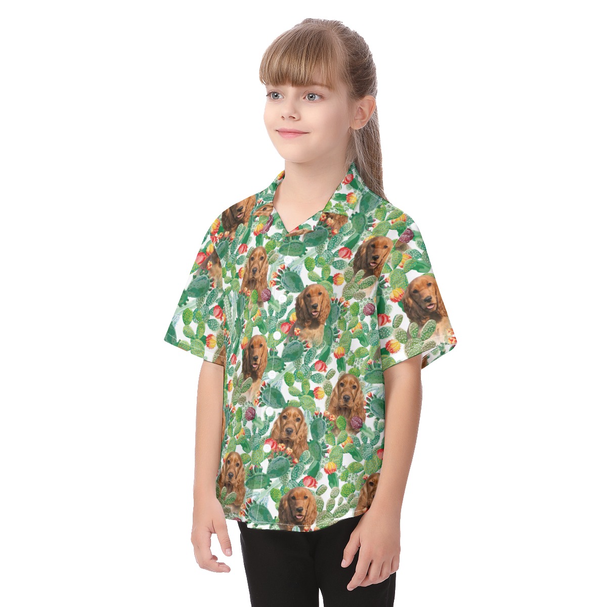 Cute Custom Dog Face Aloha Shirt For Kids