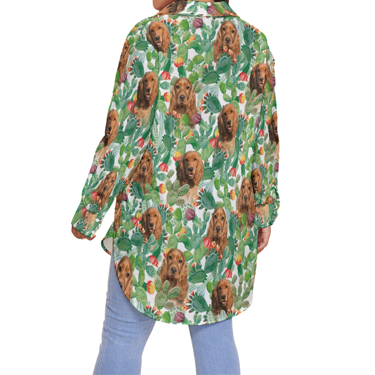 Funny Custom Dog Face Hawaiian Blouse Shirt For Women
