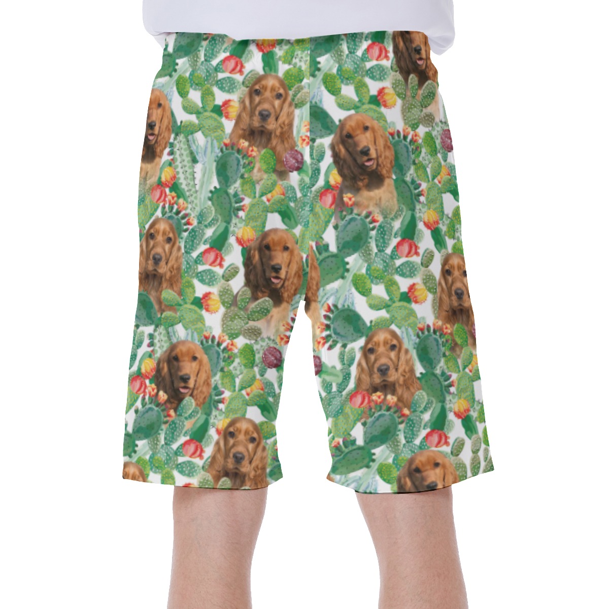 Unique Custom Dog Face Tropical Summer Swim Trunks For Men