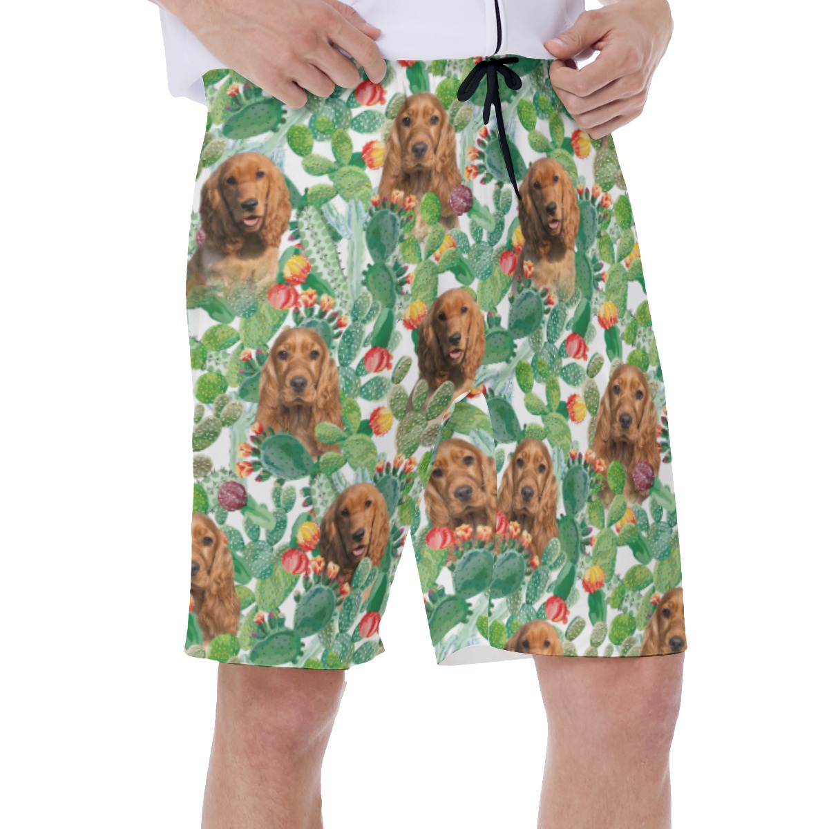 Unique Custom Dog Face Tropical Summer Swim Trunks For Men