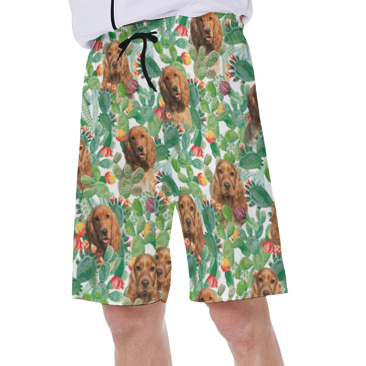 Unique Custom Dog Face Tropical Summer Swim Trunks For Men