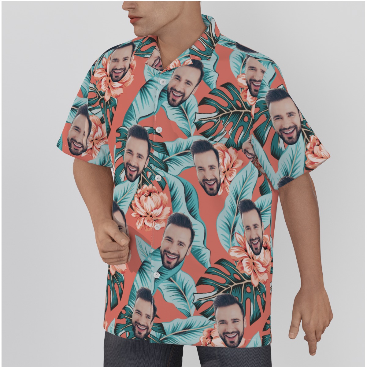 Unique Floral Hawaiian Shirt With Multiple Face