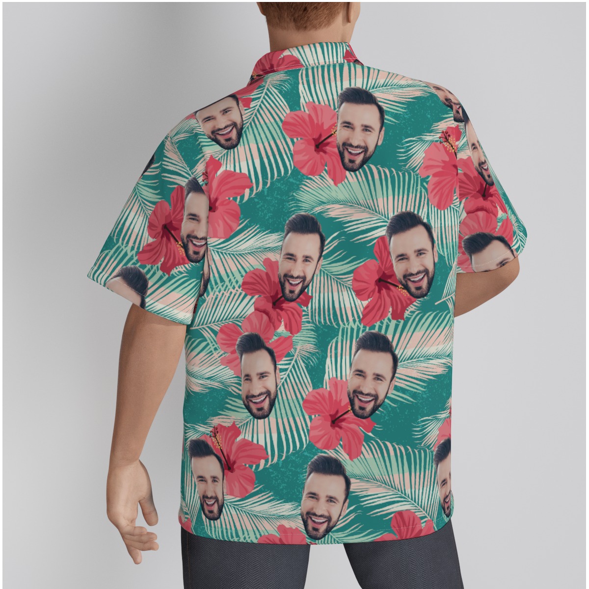 Hibiscus Men's Hawaiian Shirt With Custom Face