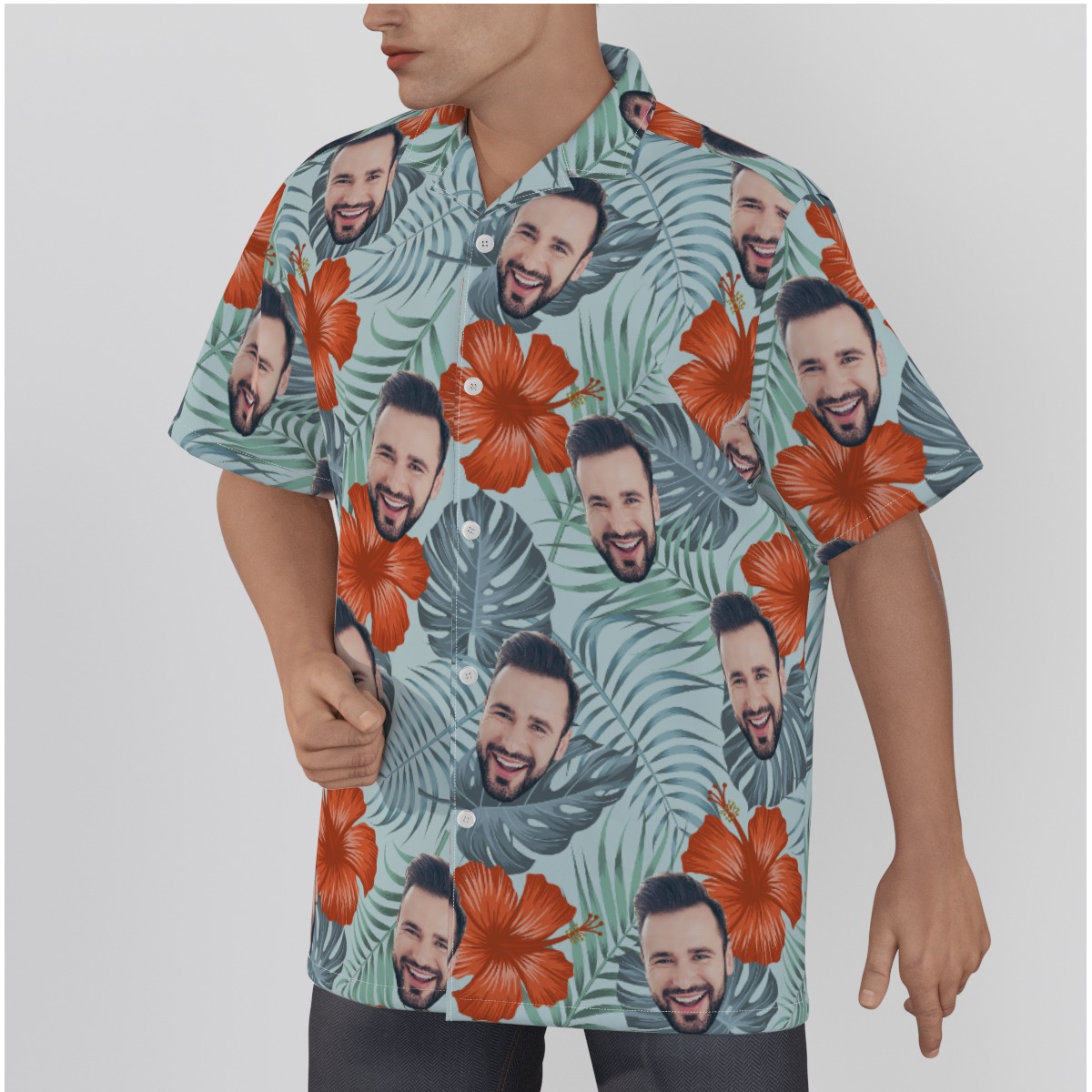 Unique Custom Face Hibiscus Tropical Aloha Shirt