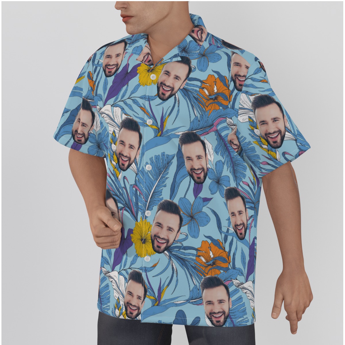 Tropical Button Up Shirt With Custom Face