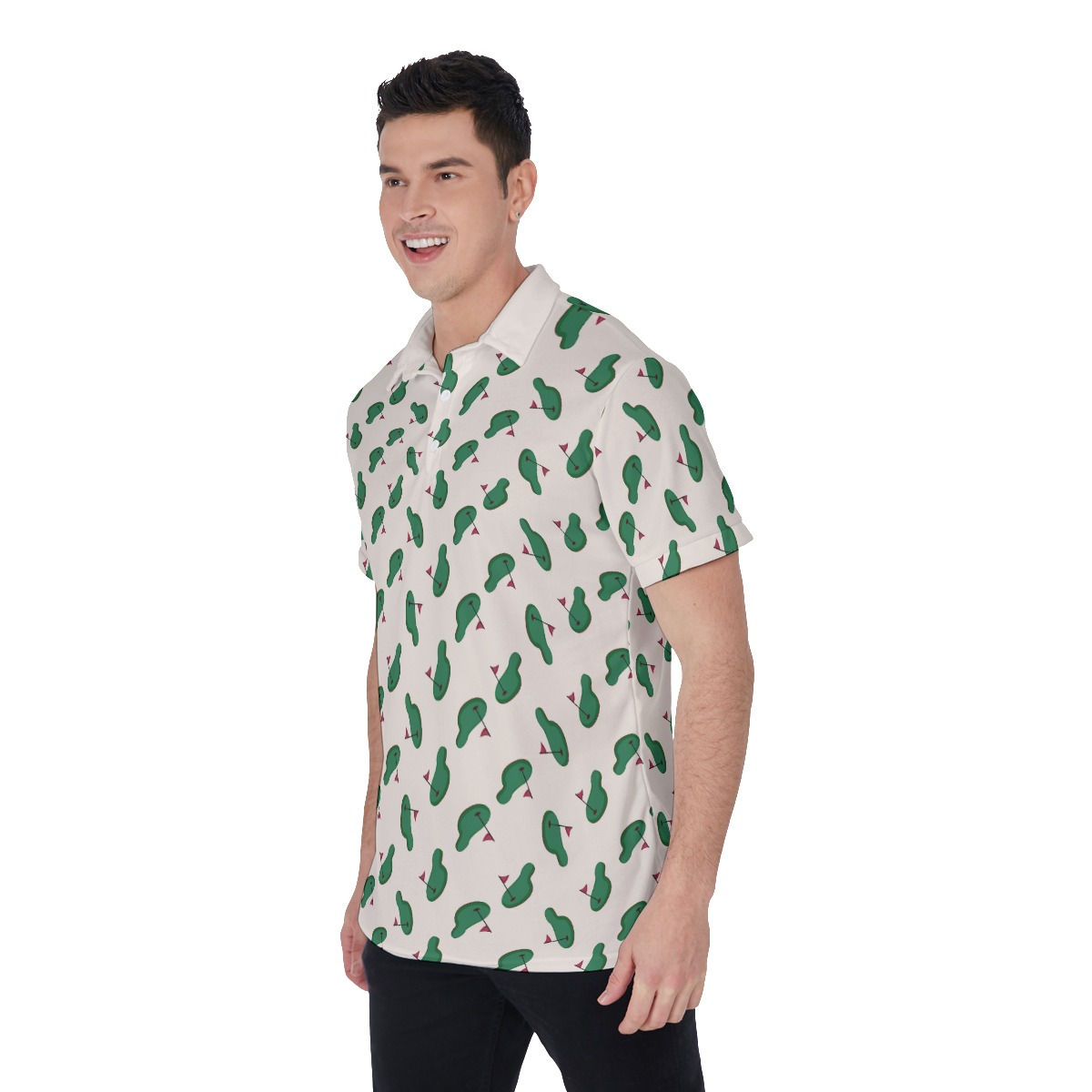 Course Pattern Golf Shirt For Men